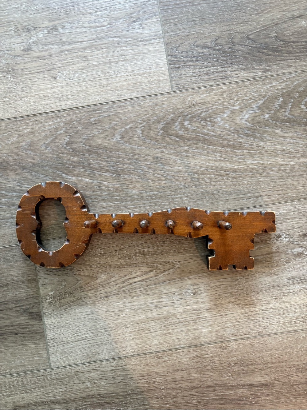 Rustic Wooden Decorative Key Wall Hook - Brown